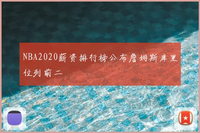 NBA2020薪资排行榜公布詹姆斯库里位列前二
